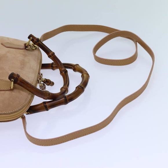 GUCCI Bamboo Hand Bag Suede 2way Brown Auth 71164 - Picture 14 of 16